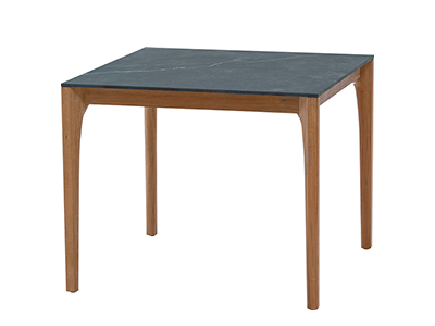 ミューズセラミックテーブル900ｘ900／チークレッグ４